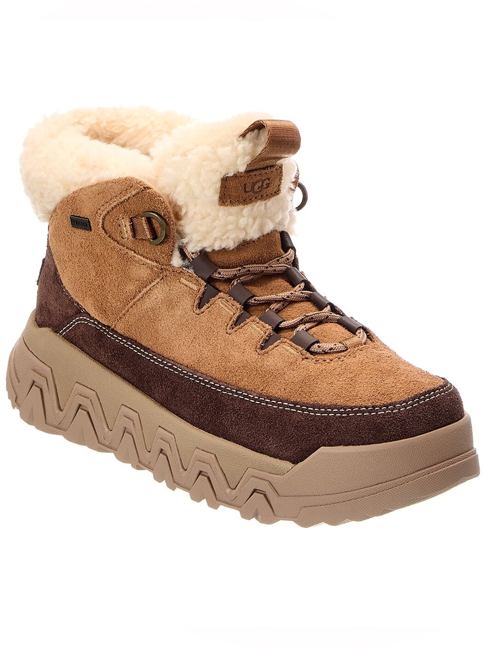 UGG Women’s Terretrail Brown and Tan Suede Shearling- Boot Size 10